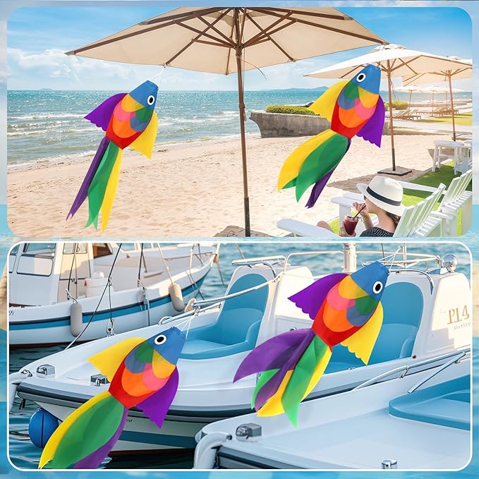NOVWANG Rainbow Fish Windsock, 40 Inch Rainbow Windsock Wind Streamer Outdoor Hanging Decoration for Garden Yard Patio Home Boat Decoration