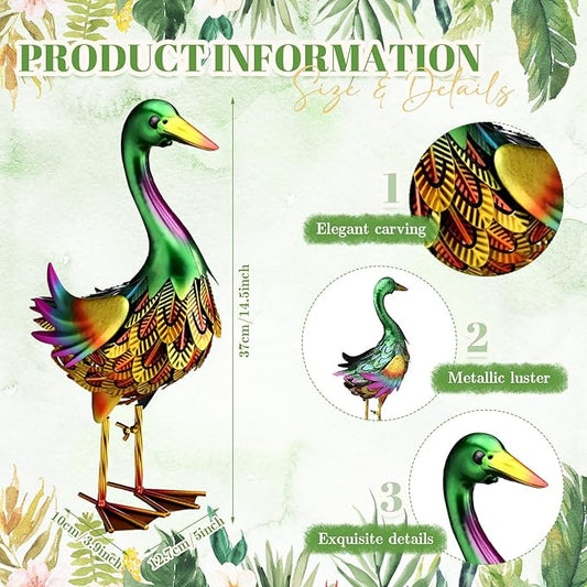 Moxweyeni Mallard Duck Garden Statues, 14.5 Inch Outdoor Duck Metal Yard Decorations, Vivid Mallard Decoys Animal Statues for Indoor Outdoor Garden Pond Backyard Lawn Decoration