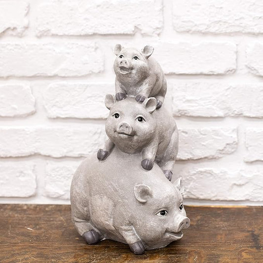 Garden items - 11658 Pigs Garden Statue, one Size, Light Gray