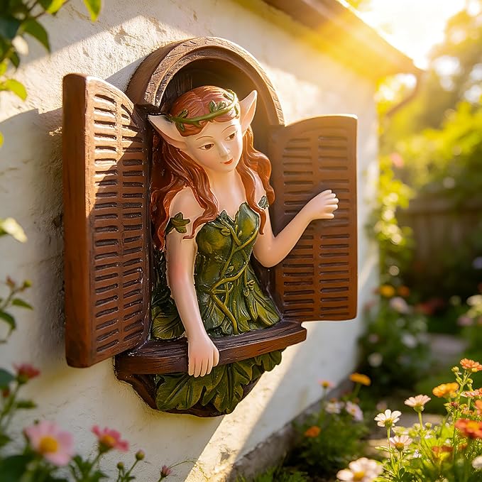 Teaeeno Whimsical Fairy Garden Gnome Statue, Tree Faces Decor Outdoor -7.8 Inch, Funny Garden Tree Decoration,Ideal Patio Yard Lawn Porch Decor