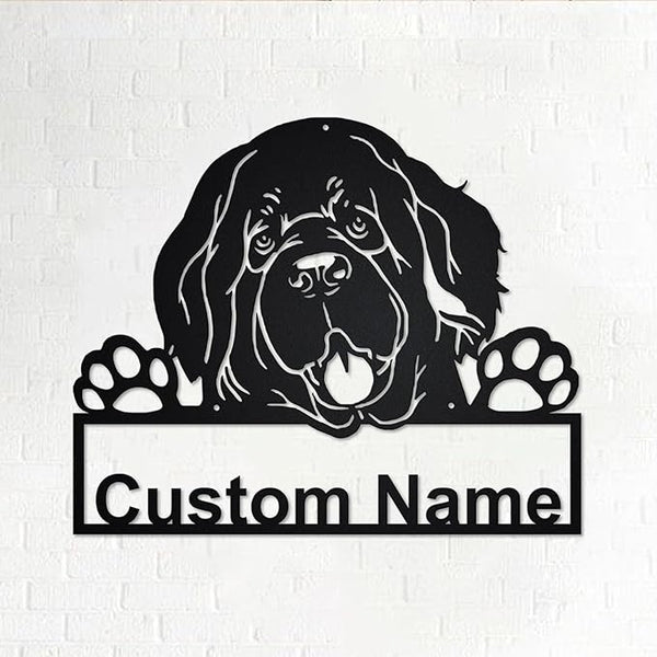 Personalized Newfoundland Dog Address Plaque Sign, Metal Welcome Signs, Custom House Number, Dog Kennel Sign, Outdoor Wall Art Decor, Porch and Patio Hanging Decorations, Pet Lover Gifts