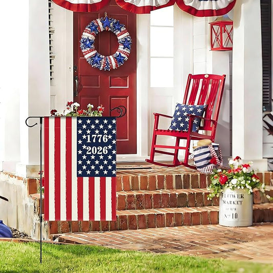 250 Years America Anniversary Garden Flag, Double-sided 1776-2026 USA Flag Patriotic 4th of July Yard Sign for Outdoor Independence Day Decoration