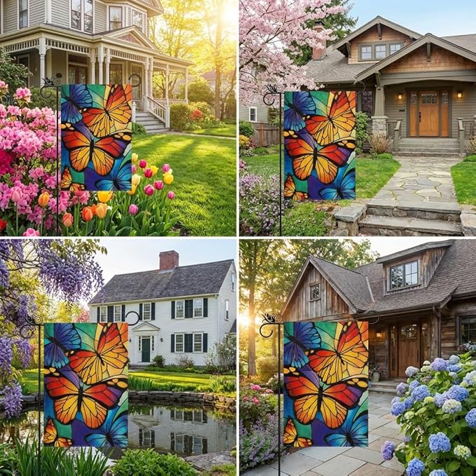 Butterfly Decor - Summer Butterfly Garden Flag Decorations Burlap Welcome Spring Double Sided Vertical Holiday Yard Lawn Outdoor Decor 12.5 x 18 Inch