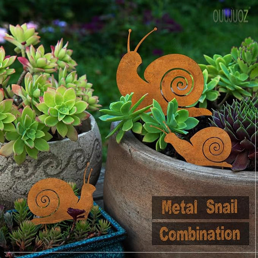 3pcs Metal Yard Art,Snail Garden Decor, Outside Lawn Ornaments Porch Backyard Sculpture, Patio Lawn Garden Yard Decorations