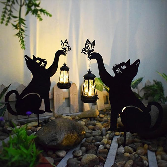 Cat and Dog Metal Decorative Garden Stakes, Silhouette Stakes Animal, Yard Art for Outdoor Decor, Patio, Lawn Ornaments, Cat/Dog Lovers Gifts - Set of 2 (Dog&Cat)