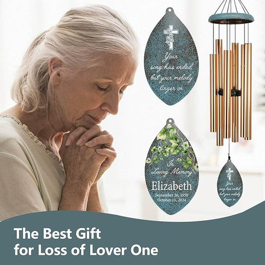 ASTARIN Personalized Memorial Gifts Wind Chimes, Sympathy Customized Wind Chimes in Loving Memory of Dad/Mom, Memorial Gifts for Loss, 35inch Wind Chime Deep Tone for Outdoor, Produced in USA