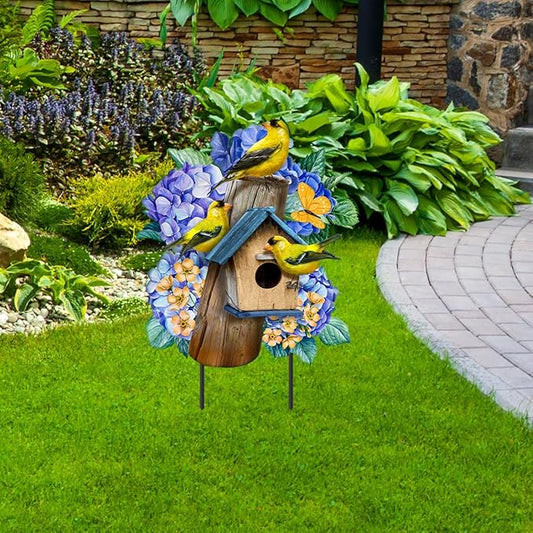Briarwood Lane Goldfinches and Hydrangea Metal Art