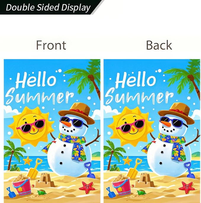 BlissYard Welcome Summer Garden Flag Sunglasses Snowman on Beach Hawaii Seaside Sunshine Decor Seasonal Outdoor Welcome Yard Flag 12 x 18 Inch Double Sided Decoration