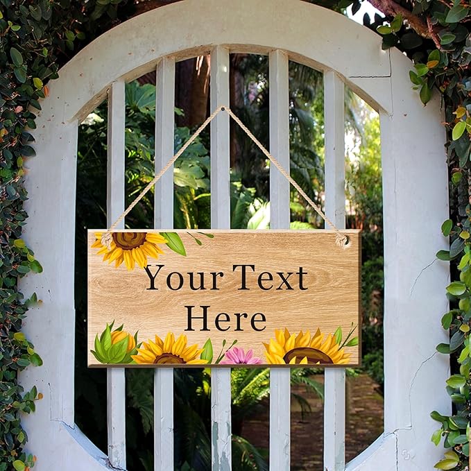 EDSG Personalized Signs Wooden Welcome Sign Custom Door Sign Personalized Plaque Yard Signs Garden Signs for Outside Hanging Wall Sign Home Decor(Design 2)