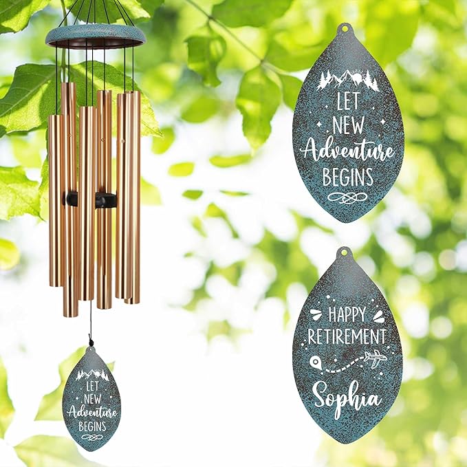 ASTARIN Personalized Happy Retirement Gifts, Custom Name Retirement Wind Chimes for Women Men, 35" Large Deep Tone Wind Chime Retire Gifts for Husband Friends Parents(Produced in USA)
