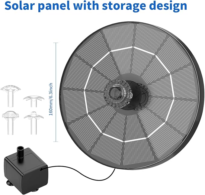 AISITIN 3.5W Solar Water Fountain with Storage & Integrated Bracket, Floating Solar Fountain Pump with Nozzles for Bird Bath, Garden, Pond, Pool, Aquarium and Outdoor