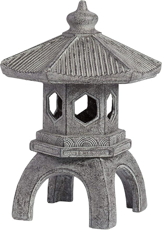 John Timberland Pagoda Statue Sculpture Asian Japanese Garden Decor Indoor Outdoor Front Porch Patio Yard Outside Home Balcony House Exterior Lawn Gray Old Faux Stone Finish Resin 16 1/2" Tall
