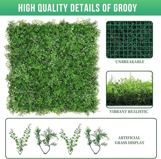 Grooy 20"x20" Artificial Hedge Grass Wall, 6PCS Boxwood Panels, Greenery Backdrop Panles, UV Protected Privacy Fence Screen, Green Wall Decor for Outdoor Indoor Wedding Décor