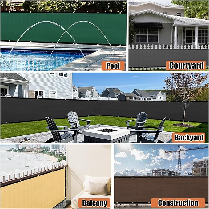 KANAGAWA 6ft x 50ft Privacy Screen Fence, 90% Blockage Heavy Duty 175 GSM Fencing Mesh Net Cover for Outdoor Wall Garden Yard Backyard 80 Cable Zip Ties Included Black