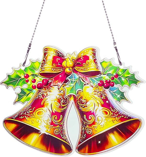 Christmas Bell Ornaments Colorful Window Hanging Decorations Home Wall Decor for Bedroom Patio Indoor Outdoor