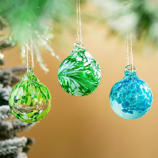 3pcs Hand Blown Glass Gazing Balls 2.3in Hanging Friendship Ball Decor for Home Garden Patio