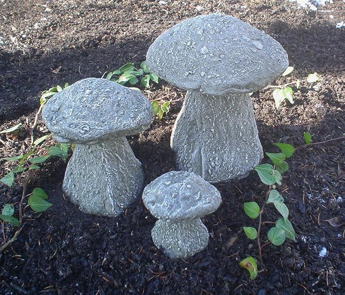 Quality Hand Sculpted Shale English Staddle Stone Collection Affordable Garden Mushroom Sculpture (Set of 3, Brown & Grey)