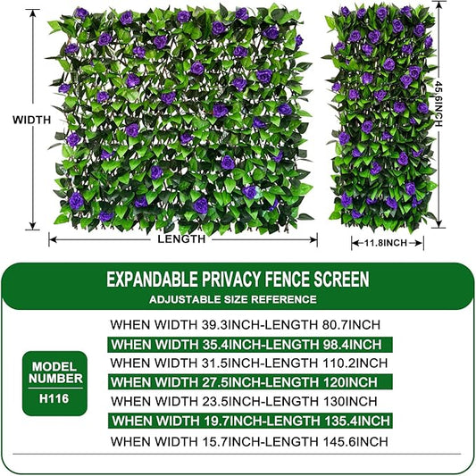 Expandable Fence Privacy Screen for Balcony Patio Outdoor,Decorative Faux Ivy Fencing Panel,Artificial Hedges