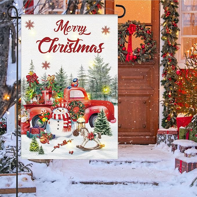 Breling Seasonal Garden Flags Set of 12 Double Sided 12 x 18 Inch Yard Flags with Solar Lights, Holiday Decorations for Outside, 4th of July, Spring, Summer