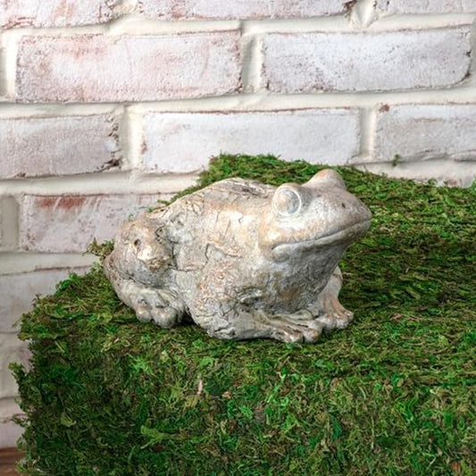 PD Home & Garden Decorative 8 Inch Cement Animal Statue for Yard Porch Patio or Garden Décor Natural Grey with Golden Wash Frog