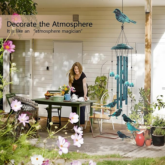 Askhald Bird Wind Chimes for Outside Windchimes Outdoors with 6 Wind Bells Hanging Decor for Patio Garden Porch Backyard Birthday Thanksgiving Christmas for Mom Grandma Nana