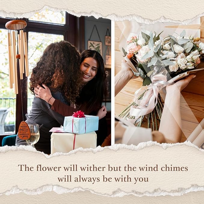 SteadStyle Friendship Gifts for Women, Wind Chime for Best Friends, Friend Gifts for Men - Wonderful Friendship Presents for Special Women BFF Wind Chimes for Outside Garden Patio Backyard