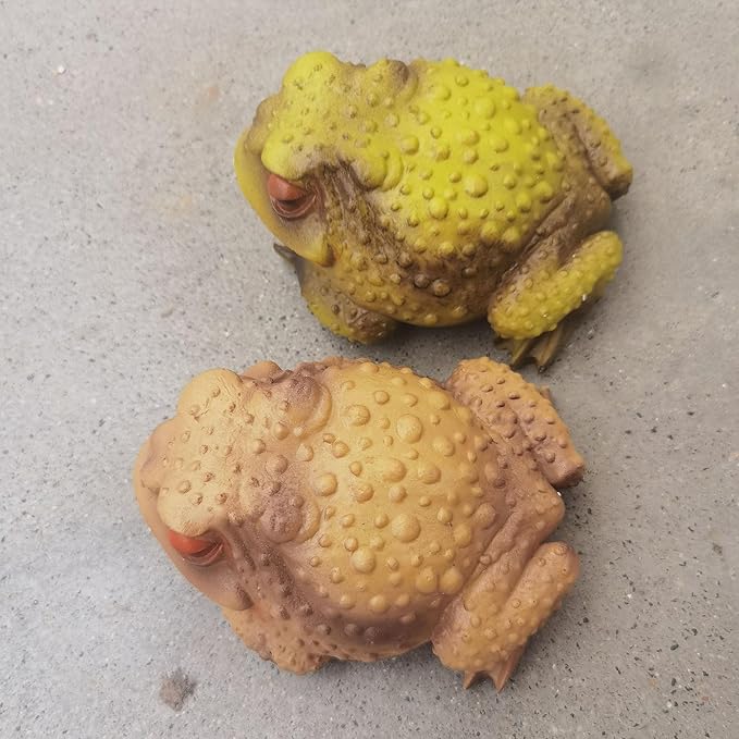 Realistic Toad Figurines, 2 Pack Lifelike Cane Toad Sculptures for Garden Decor, Yard Ornament, Patio Lawn Decoration, Simulation Frog Statues for Outdoor Halloween Prank Props