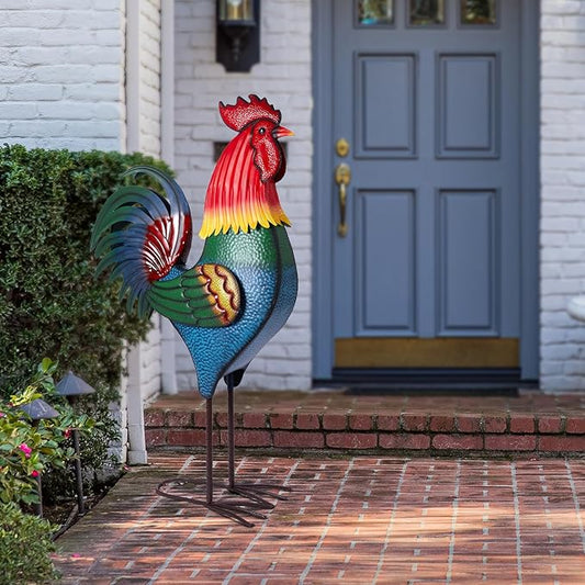 Backyard Expressions Rooster Décor Garden Statue - Chicken Yard Art Sculpture Outdoor - 63 Inch
