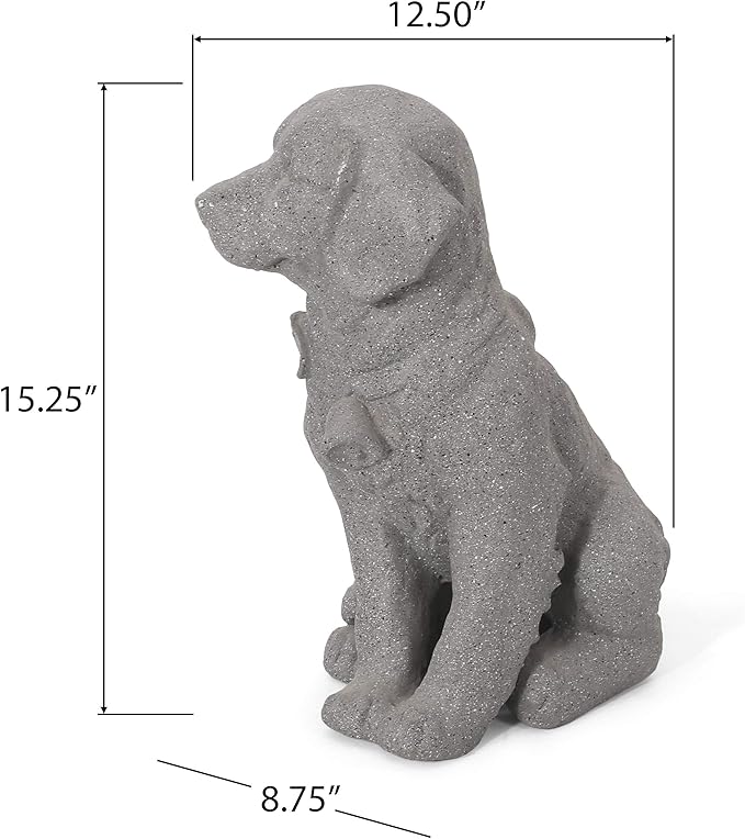 Christopher Knight Home Bluffton Outdoor Dog Statue, Stone Gray