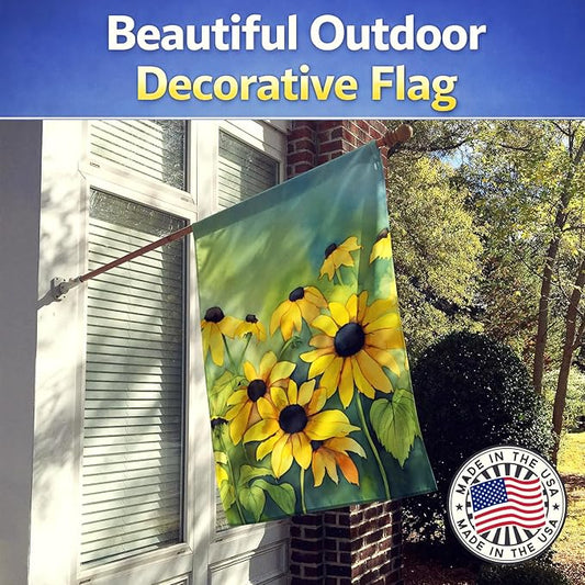 Caroline's Treasures Maryland Black-Eyed Susans in Watercolor House Flag Large Porch Sleeve Pole Decorative Outside Yard Banner Artwork Wall Hanging, Polyester, House Size, Multicolor