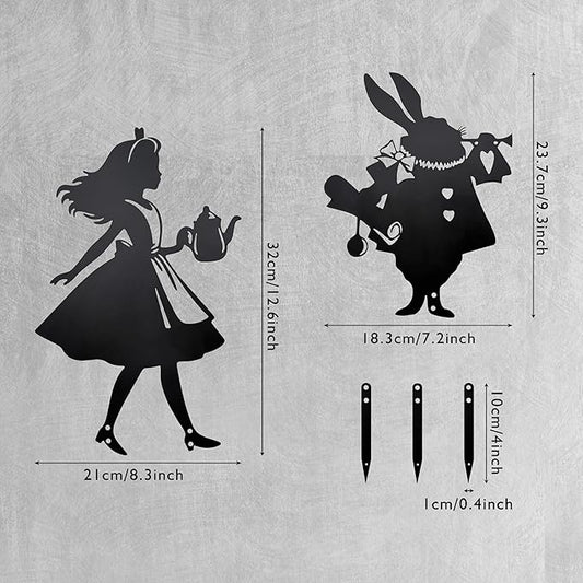 Alice Garden Decor Wonderland Metal Garden Stake, Alice Outdoor Yard Decor for Lawn and Garden, Fantasy Alice Garden Statue Accent, Whimsical Outdoor Decor Gift Unique Gifts for Women & Alice Lovers