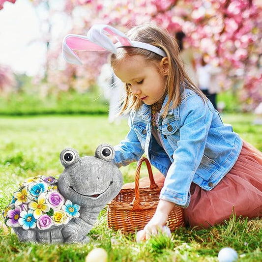Outdoor Solar Flower Turtle Statue for Garden Décor, Waterproof Outside Tortoise Figurines Decor with Lights, Suitable for Yard, Lawn, Patio, Balcony - Gift for Grandma Mom Women Daughter