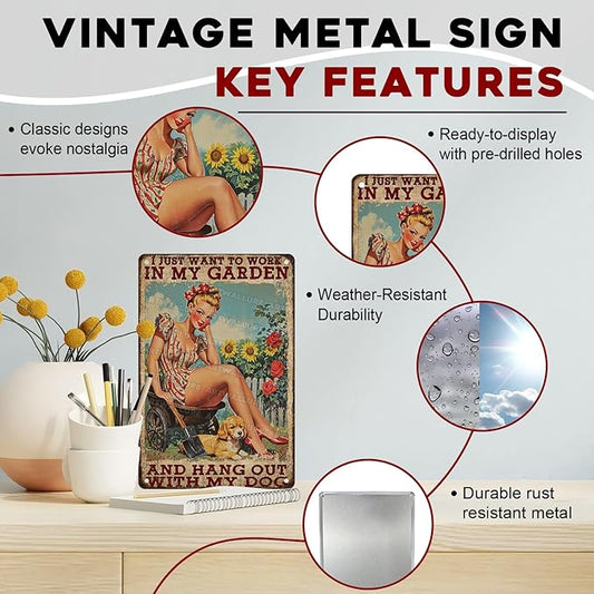 Gardening Decor Garden Sign for Yard Backyard Art Plaque Oasis Metal Sign Vintage Decor Garden Iron Painting for Greenhouse Patio Decoration 8x12inch