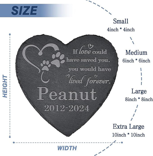 Pet Memorial Stone Pet Garden Statue - Pet Memorial Gifts - Pet Tombstone - Pet Loss Gift - Loss of Pet Stone - Heart