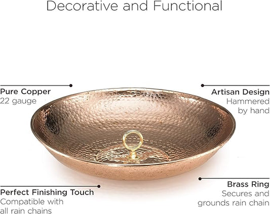 Good Directions 479P Rain Chain Basin Large 16-1/2 Inch Diameter, 4 Inches High, 100% Pure Copper