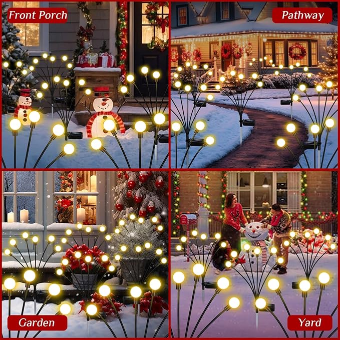 ZFNN Solar Garden Lights Outdoor, 10 Pack 60 LED Solar Firefly Lights, Swaying Waterproof Garden Decor for Yard Patio Pathway Lawn Gardening Gifts