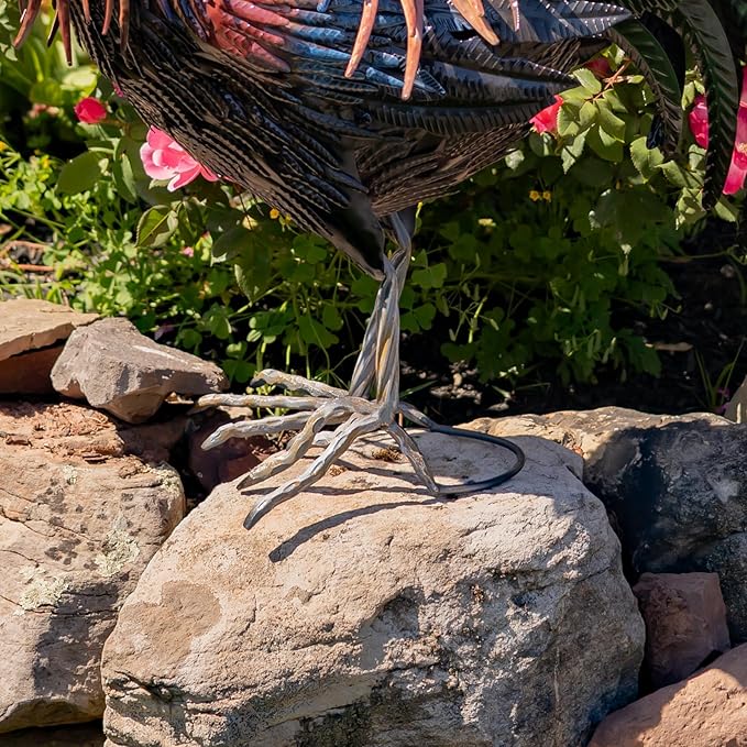 Zaer Ltd. 2.3 Ft. Tall Fancy Ornate Metal Rooster Statue Decorations (Felix)