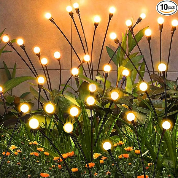 ZFNN Solar Garden Lights Outdoor, 10 Pack 60 LED Solar Firefly Lights, Swaying Waterproof Garden Decor for Yard Patio Pathway Lawn Gardening Gifts