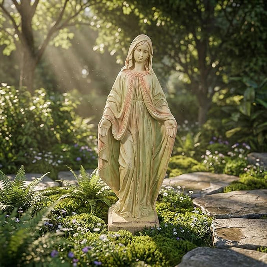 Virgin Mary Statue, Outdoor 32 Inch Tall Large Religious Garden Statue, Blessed Mother Outdoor Statue, Virgen De Guadalupe Statues for Yard, Patio, Home Decor