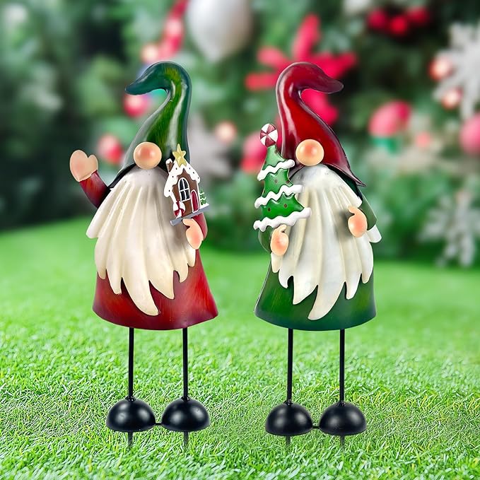 HONGLAND Outdoor Christmas Decorations Gnomes Decorative Garden Stakes, Unique Thanksgiving Gifts for Outside Garden Decor Yard Lawn Porch Party-18 Inch