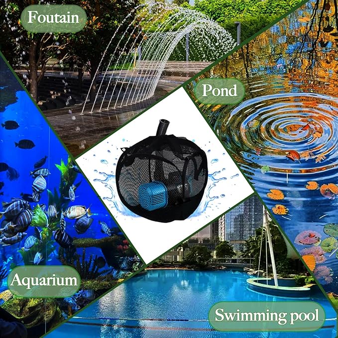 XOTTI 12 Inch Pop Up Pond Pump Filter Bag, Anti-Clogging Cube Black Filter Media Box, Metal Frame Mesh Pump Barrier Bag for Outdoor Water Fish Pond Swimming Pool Fountain
