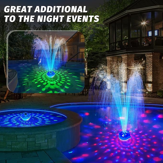 ChlorStar Pool Fountain with Remote, Dolphing Floating Pool Fountain with Lights, Above Ground Pool Water Fountains with Anchor, Swimming Pool Fountains for Inground Pool-1PC,Blue