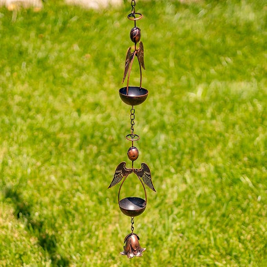 Zaer Ltd. Ornate Hanging Rain Chains (Bronze Finish, Angels)