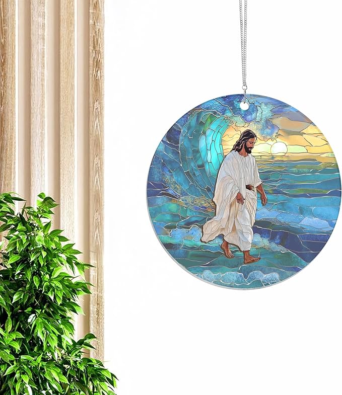 AXIARA Christian Gifts for Women Men Faith - Sun Catchers Indoor Window 6in for Home Garden Decor - Catholic Religious Spiritual Gifts for Mom Dad Christians, Religious Suncatchers for Windows Hanging