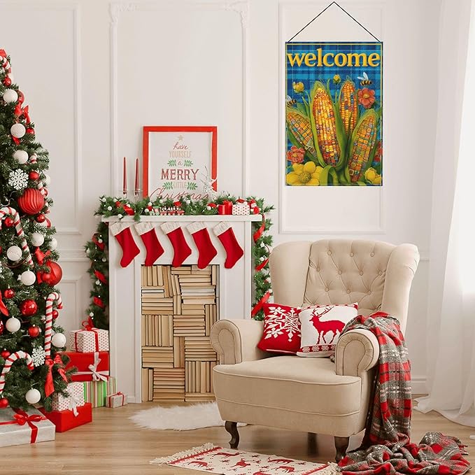 Corn Garden Flag Seasonal Double Sided 12 x 18 Inch Small Yard Flag for Indoor Outdoor Decor Holiday All Seasons