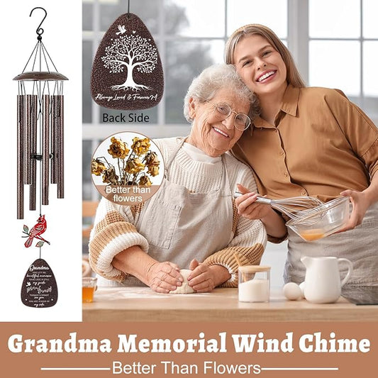 Memorial Gifts for Loss of Grandma - 36'' Memorial Wind Chimes for Outside, Sympathy Bereavement Condolence Grief Remembrance Funeral Gifts for Loss of Grandmother Love One, with S Hook Card
