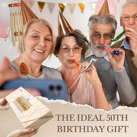 Leebbsin 50 Birthday Gifts for Women, Wind Chimes for 50th Birthday, Happy 50 Years Old Gifts for Women Friendship, Best Friends, Coworker, Sister, Mom, Wife, Female, Best Gift Idea