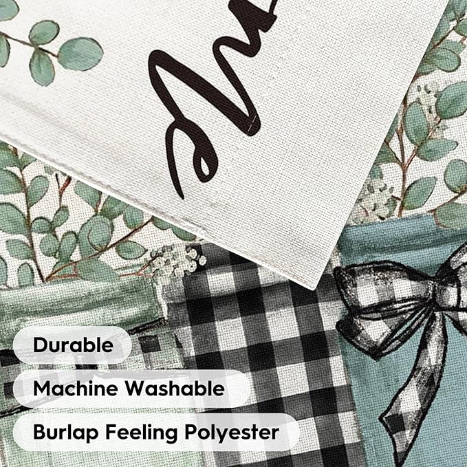 AVOIN colorlife Eucalyptus Mason Jar Spring Summer Garden Flag 12x18 Inch Double Sided Outside, Buffalo Plaid Welcome Yard Outdoor Flag