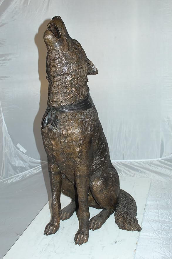 Nifao Howling Wolf Metal Garden Statue โ Modern Hand-Finished Stunning Large Sculpture, Elegant Outdoor Dรฉcor for Yard, Patio, or Landscape for Animal Lovers, 16" L x 20" W x 37" H