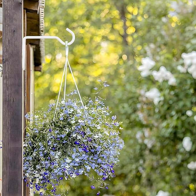 13.3 Inch Metal Wall Plant Hangers, Heavy Duty Hanging Hooks for Plants, Bird Feeders, Wind Chimes and Flower Baskets, Indoor and Outdoor Use, 4 Pack White